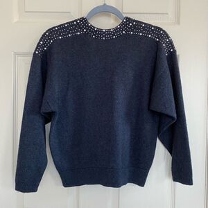 St.John Vintage (signature label,1980s) dark blue sweater, SizeXS/S Petite